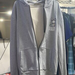 Lucky Charm Gray Zip-Up Sweater for Men